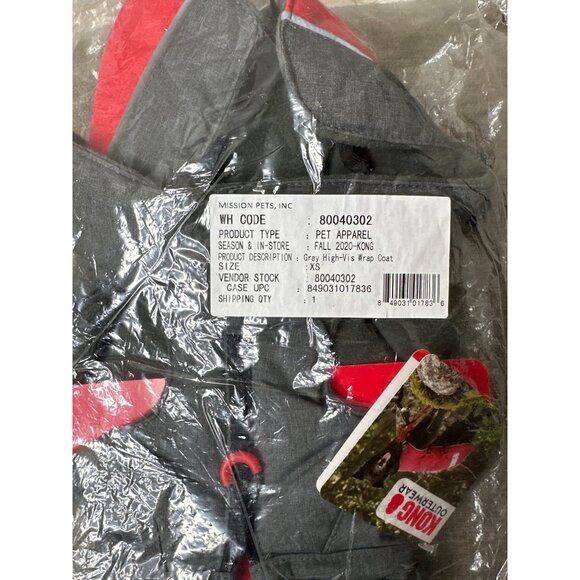 KONG Dog High-Visibility Reflective Jacket XS 12-14" Gray & Red Water Resistant - Picture 9 of 9